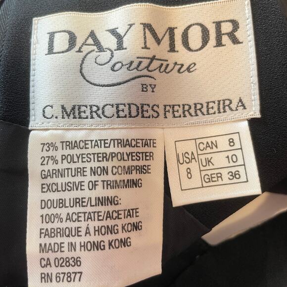 Daymor Couture Vtg Formal Black White 2 Pc Sequin Stripe Maxi Dress & Jacket 8 - Picture 10 of 13